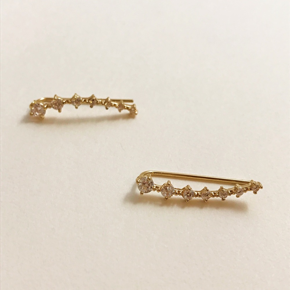 18k Rose Gold Crystal Ear Climbers